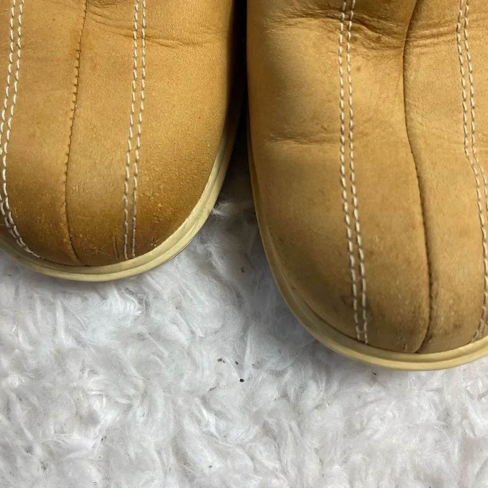 Timberland leather wheat Nubuck ankle wedge boots side zipper size 7.5M